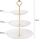 Tosnail 3 Pack 3 Tiers Plastic Cupcake Stand, Round Dessert Stand, Tiered Serving Trays with Gold Rod, Party Serving Trays, Fruit Pastry Holders for Wedding and Party - Assorted 3 Colors