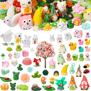 60 Pcs Spring Mini Resin Figurines Tiny Resin Ducks Figures Miniature Animal Statue Fairy Garden Decor for Landscape Pots Dollhouse DIY Cake Birthday Party Favor (Multicolor)