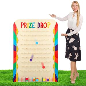 Blosssound 41.3" x 29.5" Extra Large Prize Drop Board Game Family Foldable Wood Disk Drop Game with 24 Colored Wooden Discs for Party Show Carnival Activity (Classic Style)
