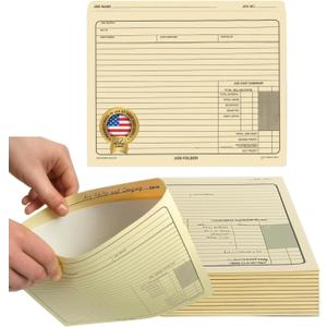 NextDayLabels - Job Folders Manila File Jacket 10 x 12  Heavy Duty - Preprinted to Track Job Progress, Calculating Cost, and Customer Correspondences - 50 Folders