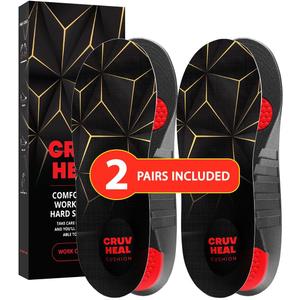 2 Packs of Work Pro Comfort Insoles - Shock Absorption - Low Arch - Cushioning Anti Fatigue Shoe Insert Men Women - Non-Slip - Soft Comfortable Work Boot Insoles - Foot Pain Relief (L, Black)