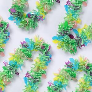 100 Feet Easter Tinsel Garland Colorful Egg Metallic Twisted Hanging Streamer Spring Theme Garland for Easter Decoration Birthday Party Supply, Green