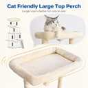 ABCPET Cat Tree Tower 63in Multi-Level Cat Tower for Indoor Cats with Sisal Scratching Posts, Condo, Hammock, Dangling Ball and Extended Platform for Cats to Play, Beige