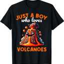 Kids Just A Boy Who Loves Volanoes Volcano Eruption T-Shirt, Small