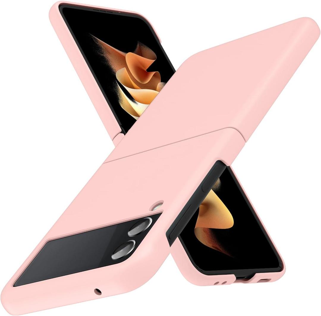 for Galaxy Z Flip 3 5G Case,Lightweight,Slim Fit Rugged Shockproof Cover, Slim Thin Hard PC Shockproof Protective Cover Pink 4-Z Flip3-04