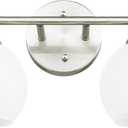 Emak Modern Globe Vanity Lights, Brushed Nickel Bathroom Light Fixtures, 2-Light Bathroom Vanity Light with Milk Glass Shade, VL114-BN-ML-2
