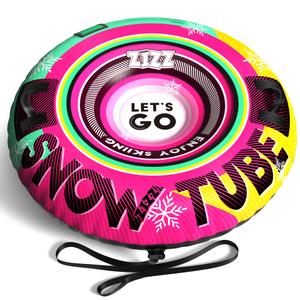 ZIZZ Inflatable Snow Tube Sled - 48'' Snow Tubes for Sledding Heavy Duty with Premium Canvas Covers for Kids Adults Fun Snow Toys Winter Outdoor Toys for Boys Girls Ideal Christmas Birthday Gift