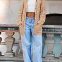 Saodimallsu Womens Cable Knit Cardigan Sweaters Fall Oversized Long Sleeve Button Open Front Knit Sweater Coats (Brown)