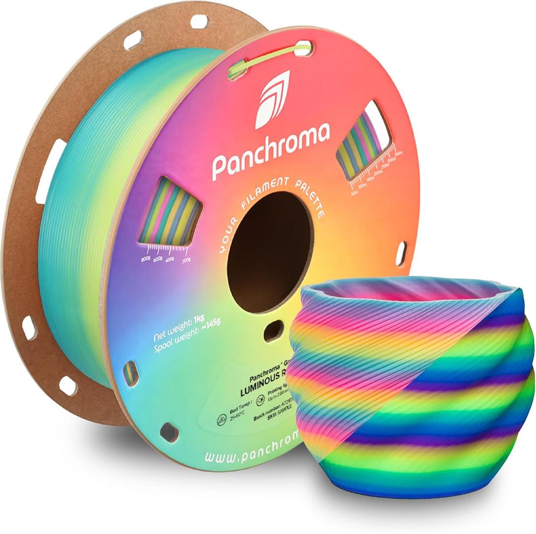 Polymaker Panchroma PLA Filament, Gradient Luminous Rainbow 1.75mm 3D Printing Filament, 3D Printer PLA Filament, Fit Most FDM 3D Printers, 1kg Spool (2.2lbs)