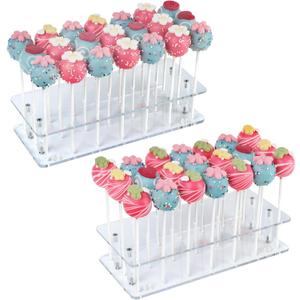 ANDGOO 2-Pack Cake Pop Stand, 21 Holes Lollipop Holder Clear Acrylic Cake Pop Display Stand for Weddings Birthday Parties Candy Decorative Graduation