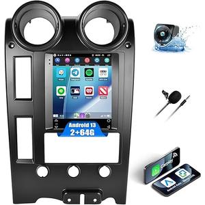 2G+64G Android 13 Car Stereo for Hummer H2 2002-2007 with Wireless Carplay Android Auto,9” Touchscreen Hummer H2 Car Radio with Mirror Link WiFi/GPS Navigation Bluetooth FM/RDS SWC+Rear Camera