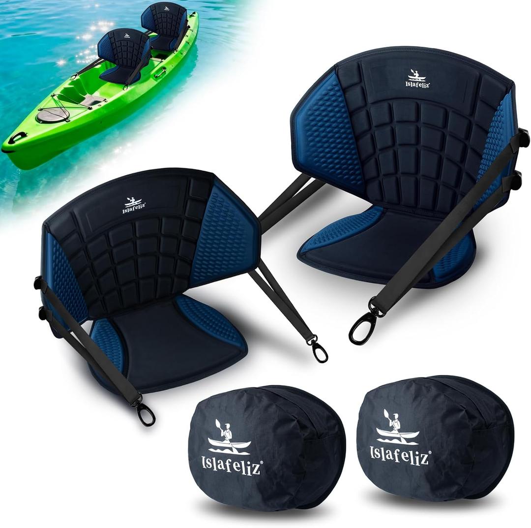 Upgraded Kayak Seat with Back Support & Enhanced Side Support, Universal Folding Paddle Board Seat for Inflatable Kayak, Canoe, SUP, Fishing Boat, 2 Pack