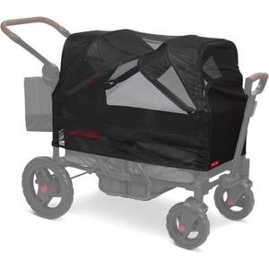 Mosquito Net for Baby Stroller Wagon, Baby Travel Gear, Wagon Stroller Summer Essentials, Newborn Essentials, Radio Flyer Mosquito Mesh with Bag (2 Seats, Low Sides)
