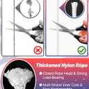 Flag Rope and Clips Kit - 50ft Flag Pole Rope Halyard with Cleat Hook & 4 Pcs Swivel Snap Clips for Flagpoles Up to 25ft, Outdoor Porch Flagpoles Repair Replacement Parts Accessories (White)