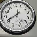 45MinST 12 Inch Indoor/Outdoor Retro Round Waterproof Wall Clock with Thermometer, Silent Non Ticking Battery Operated Quality Quartz Wall Clock Home/Patio Decor(Silver F)