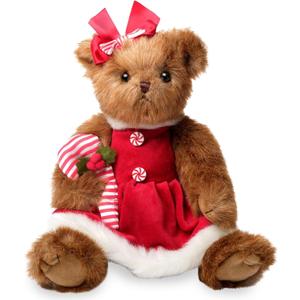 Christa Cane Christmas Bear Stuffed Animal, 14.5 Inch, Christmas Teddy Bear Plush, Teddy Bear for Kids