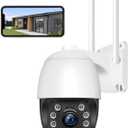 Security Camera Outdoor Wired with Night Vision Color, 360 WiFi Cameras for Home Security, Waterproof Video Surveillance Cameras, Motion Detection, Auto Tracking & Alarm, Fee Phone App and PC Software