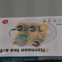 Wooden Tea Party Set for Little Girls Toys, Pretend Play Kids Tea Set for Toddlers Wood Toys, Wooden Play Food Kitchen Accessories Sets for Kid