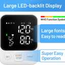 Blood Pressure Monitor Upper Arm Machine Accurate Adjustable BP Cuff Kit Led Backlit Display 2 Users 240 Sets Memory Includes Storage Bag White