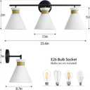 Bathroom Vanity Light Fixtures: 3 Lights Modern Bathroom Lighting Fixtures Over Mirror with Frosted Milky Glass Shade, Black and Gold Vanity Lighting Fixtures Wall Sconce for Bath Bedroom