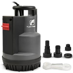 FLUENTPOWER 1/2HP 2500GPH Submersible Sump Pump, Automatic/Manual Operation Utility Water Pump, with Check Valve Adapter for Basement Flood Cellar Pool Garden Pond Hot Tub