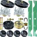 46 Inch Mower Deck Rebuild Kit Includes 2 Pack 587819701 Spindle Assembly Kit with 197473 Pulley, 177968 532196106 Idler Pulley 532405143 Belt 532174873 Wheel 532405380 Blade
