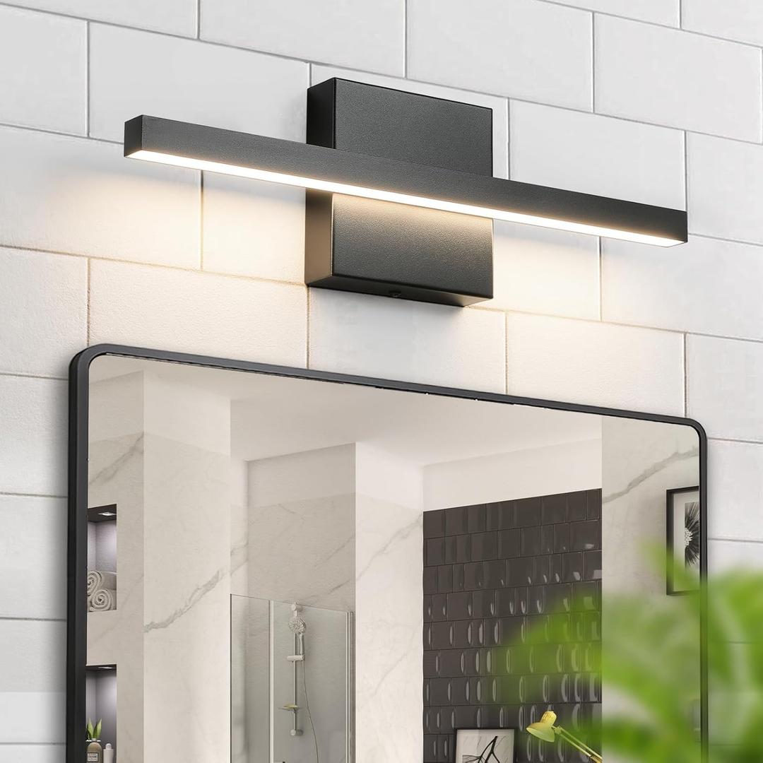 Black Bathroom Vanity Light - 15.7 inch 5CCT Modern Bathroom Light Fixture Over Mirror 12W LED Dimmable Wall Sconce Lighting Fixture for Bathroom Bedroom