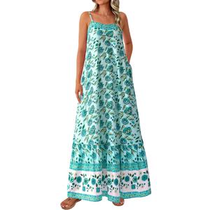 BTFBM Casual Women Summer Maxi Dresses 2026 Loose Sleeveless Sundress Spaghetti Strap Boho Long Dress Vacation (L)