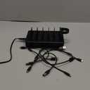 CREATIVE DESIGN 50W 6 Ports Multi Charger Station with 6 Charging Cables, USB Charging Dock for Multiple Devices, Compatible with Cellphone iPad Kindle Tablet and Other Electronic Devices (Black)