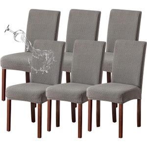 Genina Waterproof Chair Covers for Dining Room 6 Pack Kitchen Chair Covers Parson Dining Chair Slipcover,Gray