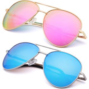 EYEGUARD 2 Pack Bifocal Reading Sunglasses for Women and Men UV400 Protection Classic Aviator Sun Readers 4.00 (Multicolor)