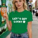 St Patricks Day Shirt Women Shamrock Lucky T-Shirts Casual Short Sleeve Festival Tee Tops (Green, L)