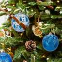 Hollyone 3.15"/80mm Blue Christmas Ball Ornaments 12 Pcs Shatterproof Christmas Tree Relief Ornament Set Large Hanging Balls for Xmas Wedding Holiday Wreath Home Decorations