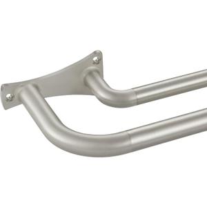 Brushed Nickel Double Curtain Rods, 72-144" Wrap Around, Room Darkening, 3/4" Front & 5/8" Back Adjustable