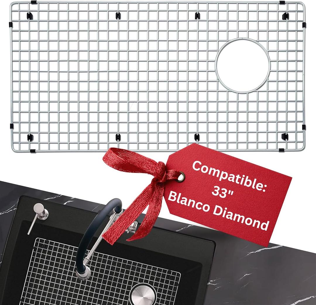 VALUN 221010 Sink Grid - Only Compatible with 33" Blanco Diamond Super Single - Sink Grid Size [28.12" x 14.31"] - Durable Stainless Steel for Enhanced Efficiency