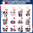 Kigeli 36 Pcs Dominican Republic Acrylic Keychains Dominican Flag Souvenirs Keepsake Gift Bulk National Day Party Favors Decorations for Friends Men Women Bag Charm National Day Supplies Travel Gift