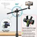 Overhead Camera Mount Desk Stand, Camera Arm Desk Mount Clamp Stand with 360Adjustable Magic Arm, Webcam Arm Mount Stand w Ballhead Phone Mount for Desk Logitech Microphone Video Light Cell Phone