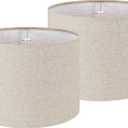 Oatmeal Linen Drum Lamp Shade Set of 2, 16x12IN Large Light Shades with Seamless-Overlap Tech for Floor Lamps & Table Lamps, Warm Diffused Light (Easy Assembly Required)