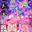Little Mermaid Toys, 15 Soothing Sounds+18 Films+378 Colors Kids Night Light Projector, 360+Remote+Cordless+Pink Mermaid Birthday Gifts for Girls, Princess Toys Princess Room Decor[Dreamy Packaging]