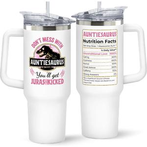 Aunt Gifts from Niece, Nephew - Birthday, Mothers Day, Christmas Gifts for Aunt - Gift Ideas for Auntie, Aunty - Presents for Aunts, Promoted to Aunts - 40 Oz Stainless Steel Tumbler