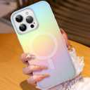 AIGOMARA Magnetic for iPhone 16 Pro Max Case [Compatible with Magsafe] [Fluorescent Holographic Iridescent] Slim Shockproof Matte Protective Phone Cover for Women Girls 6.9 Inch