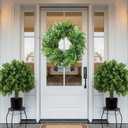 24 Inch Artificial Greenery Wreath for Front Door - Green Wreath with Eucalyptus and Fern Leaves, Spring Summer Fall Winter Eucalyptus Wreaths, Indoor Outdoor Wreath for Farmhouse Outside Year Round