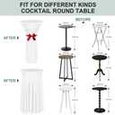 BDDC Cocktail Table Covers - 2 Pack 24"x 43" White Cocktail Table Tablecloth with Natural Wavy Round Skirt for Bar Wedding Party Banquet