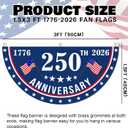 2PCS USA Anniversary 250th Flag, 1.5X3 FT Anniversary Fan Flags, Yard Signs Hanging Decor for Outdoor, Front Door, Porch, Welcome Backdrop with Brass Grommets (Style 1)