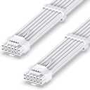 EZDIY-FAB 16AWG PCI-e 5.0 12VHPWR PSU Sleeved Cable, 600W 12+4 Pin Male to 12+4 Pin Male Cable for RTX 3090Ti/4070Ti/4080/4090, 60cm/23.62in-Pure White