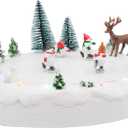FG Square Snowmen Outdoor Skating Rink Park LED Lights Animated Christmas Village with Motion and Sound 10" x 7" x 5"