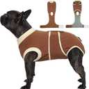 Kuoser Dog Recovery Suit, Soft & Breathable Fabric, Anti Licking, Cone Alternative, Brown, S (Back: 11.4" - 13.4"; Weight: 7 - 15LB)