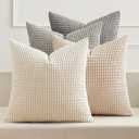 MIULEE Boho Farmhouse Decorative Pillow Covers 18x18 Inch Set of 4 Rustic Modern Home Decor Couch Throw Pillows Corduroy Pillowcases for Sofa Living Room Bed Neutral