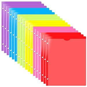 INFUN Heavy Duty Plastic Folders with Clear Front Pocket and Holes-8Pack,Assorted Colors Folder  Ring Binders,Folder with Card Slot for School,Office and Home
