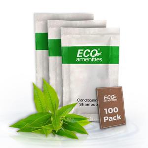 ECO Sachet Individually Wrapped Travel Toiletries, Bulk Mini Hotel Shampoo and Conditioner 2in1 10ml (100 pk) (0.34 Fl Oz (Pack of 100))